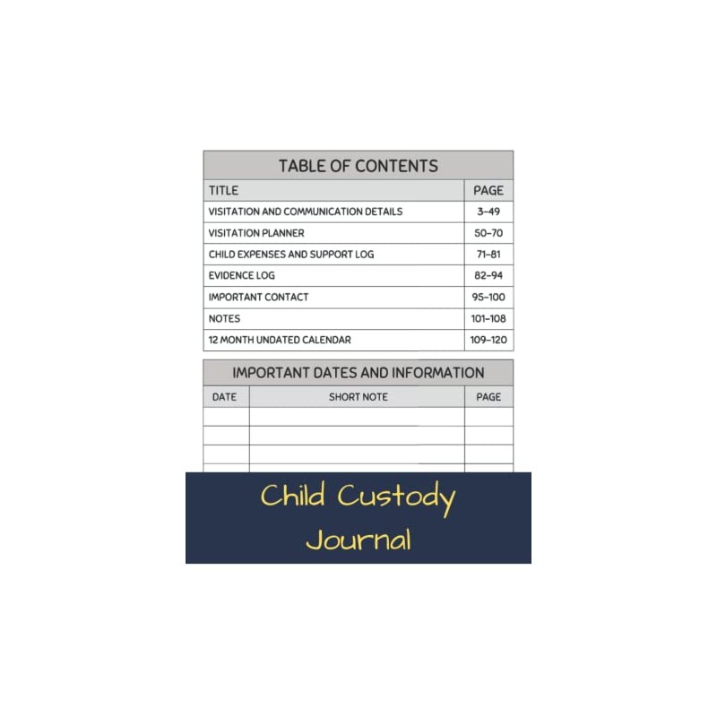 Child Custody Journal: Child Custody Log Book to Keep You