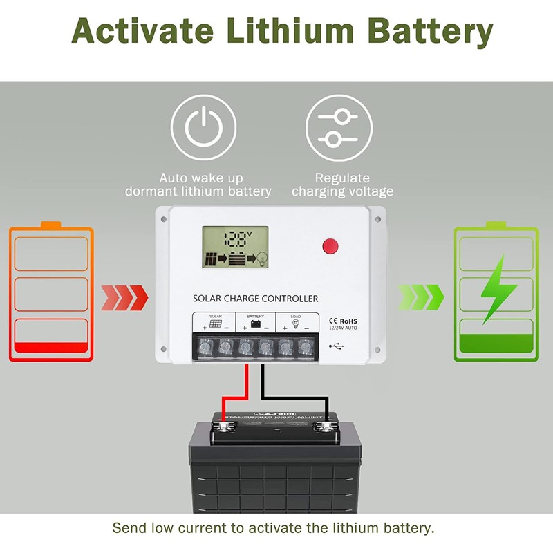 PWM Solar Charge Controller Parameter Automatic Adjustment Large LCD Display