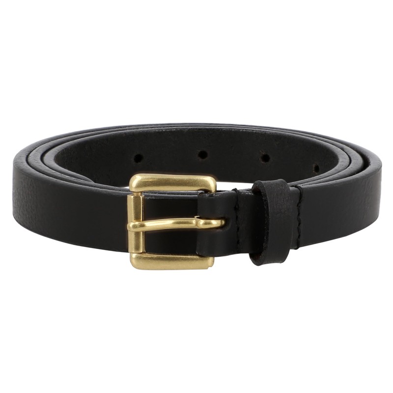 Gusti Sarina Simple Slim Leather Belt with Golden Buckle Waist