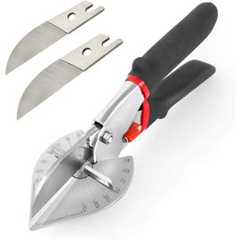 Multi Angle Miter Shear Cutter Hand Tools,45-135 Degree Adjustable Angle Scissors Trim Shears Tools for Vinyl Wood Molding Trim, 2 Extra Spare Blades Included Philoch - Color: With 2 Extra Spare Blades