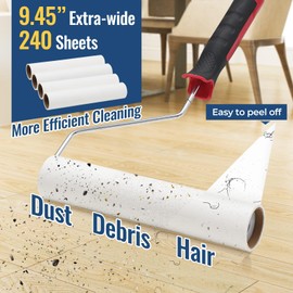 Lint Rollers for Pet Hair Extra Sticky, 9.45" Wide Large Lint Roller, 240 Adhesive Sheets Rollers, 65" Long Handle Sticky Mop for Carpets, Floor, Couch, Bed Sheets, Home Cleaning, Loving Pet Owners