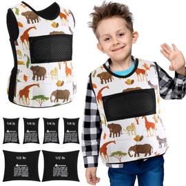 Janmercy Weighted Vest for Kids Boys Adjustable Breathable Girls Compression Vest for Processing Issue(Wildlife,Small)