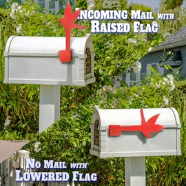 Anley Universal Outgoing Mail Dove Bird Mailbox Flag for Wood, Metal & Stucco - Rust Resistant Plastic Alert Postal Carrier Raised Signal Flags Replacement Kit - Mounting Sticker Included (Red)