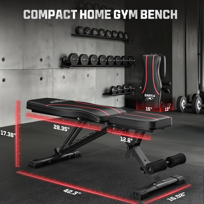 FLYBIRD Adjustable Bench,Utility Weight Bench for Full Body Workout- Multi-Purpose