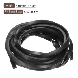 sourcing map sourcing map U Channel Edge Trim, 16.4ft Length Rubber Guard Seal Strip Edge Protector Flat Type Fit for 3mm Edge, (11/32" W x 3/8" H) Black