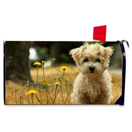 ChezMax Dog Magnetic Mailbox Cover Mailbox Wraps for Outside Garden Post Letter Box Cover Home Decor Standard Size Dog & Daisy