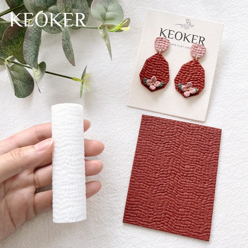 KEOKER Leather Texture Roller for Polymer Clay, Polymer Clay Texture