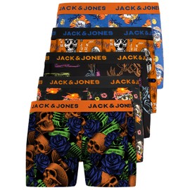 JACK & JONES 12204864 Men's Boxer Shorts Set of 5 White Black Blue Grey Trunks, 5 Packmix10