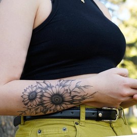 TattooIcon Sunflower Tattoo - Flower Temporary Tattoo / Woman Temporary Tattoo / Floral