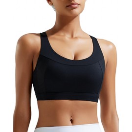 RUNNING GIRL High Impact Sports Bras for Women,Molded Cup Black Sports Bras for Women Large Bust(3059Black_M)