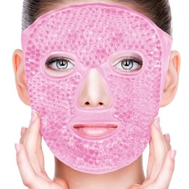 Mascarilla de Gel Facial, Mascara de Hielo para Cara Reutilizable, para Dormir Compresa Fria/Caliente, para Ojos Hinchados/Ojeras/Migraña/Alivio del E