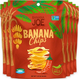 Banana Chips Dried Bananas Healthy Chips - (Thai Sweet Chili) Immune Support Booster Healthy Snacks for Adults & Kids, Dehydrated Fruit Banana Chip Unsweetened Gluten Free Vegan Paleo Snacks (6packs)