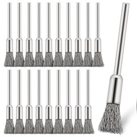 Steel Cleaning End Brushes Pen 20 Pcs, 1/5″ X 1/8″ Wire End Cleaning Brush Metal, Extended Small Wire Brush Rust Paint Removal Bits Polishing Rotary Tools Accessories