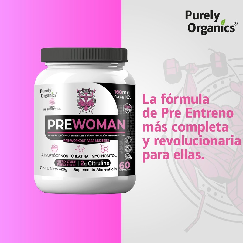 Prewoman Óxido Nítrico Para Mujeres, Purely Organics 60 Servicios