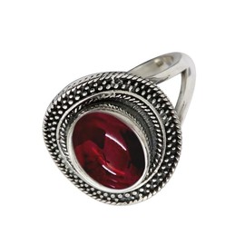 Cabochon-Granat Edelstein 925 Sterling silber Band Ring Herren und Damen Handgefertigter Schmuck CRG1085BS16_(62 (19.7))