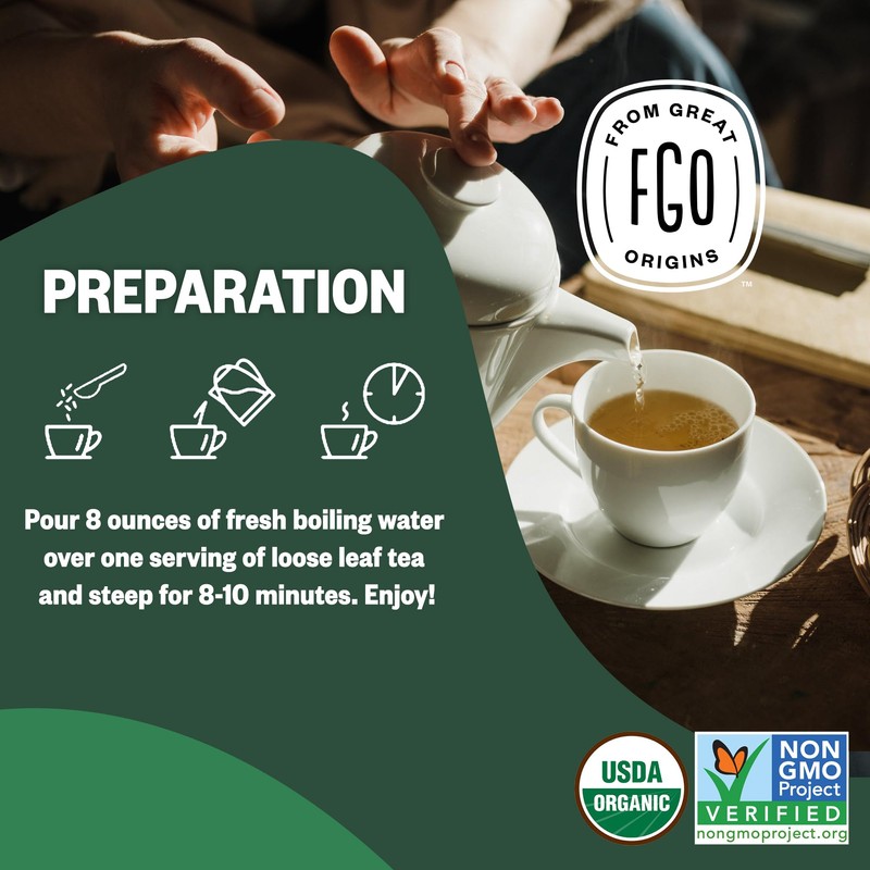 FGO Organic Nettle Leaf Loose Tea, Cut and Sifted, Caffeine