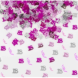 14g Pink & Silver 18th Birthday Confetti Foil Metallic Glitz Table Scatter Sprinkles Age Bday Party Decorations