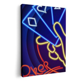 Art Panel, Canvas Art, Wood Frame, Decoration, igsticker, 8.3 x 5.8 inches (210 x 148 mm), A5, Photo, Wall, Interior, Stylish, Other Playing Cards, Neon Poker Casino