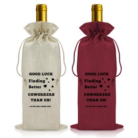 Vadaka 2PCS Coworker Leaving Gift New Job Gift for Coworker Wine Bag Farewell Going Away Present for Colleague Wine Drawstring Bag Goodbye Keepsake for Boss Men Friends Retirement Present