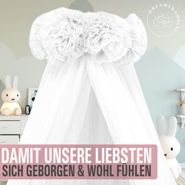 DREAMYBAMBINI Fairytale Bed Canopy for Baby Cot, Princess Baby Cot, Side Cot Baby, Mosquito Net, Baby Room Decoration, Canopy Children's Room 170 x 960 cm (Cloud White)