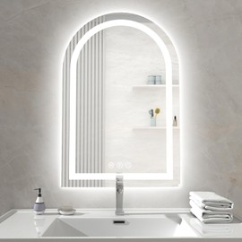 Hiefcce Arched LED Mirror for Bathroom 24"x36", Lighted Bathroom Vanity Mirror with Lights - Anti-Fog, Front Light and Backlit, Dimmable, 3 Colors