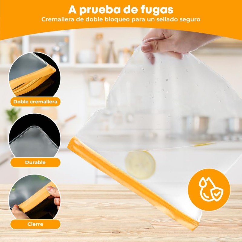 12Pcs Bolsas Reutilizables para Alimentos Herméticas y Ecológicas (Verde, 28x26cm)