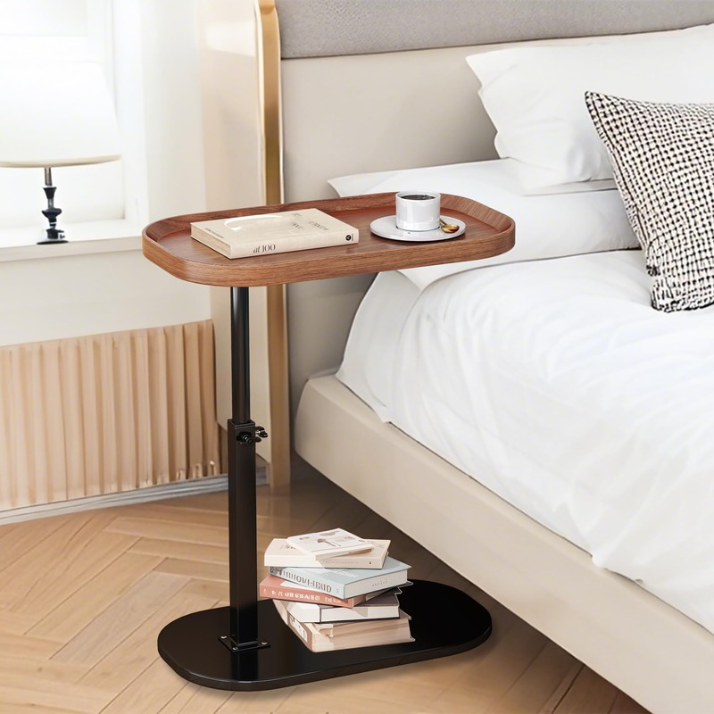 YunMeoCool Adjustable Height C Shaped Side Table, Couch Tables That
