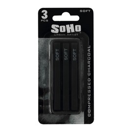 SoHo Urban Artist Compressed Charcoal Sticks, Pack of 3