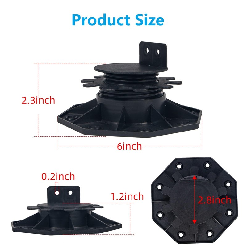 Adjustable Decking & Flooring Support Pedestal, 12 PCS Durable Plastic
