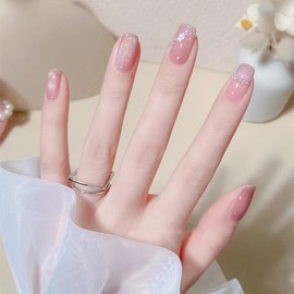 Nail Tip, Nail Sea, 3D, Sparkling Stone Heart, Star Nail Tip, Belly, Short, 24 Pieces, Popular, Japanese Style, Bride Nail, Wedding Nail Tip, Cute, Long, Reusable, Durable, Convenient, Nail Tip, Tool