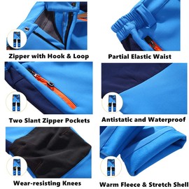 Jessie Kidden Kids Boys Girls Youth Waterproof Windproof Hiking Ski Snow Pants Elastic Waist Warm Insulated Fleece Lined Winter Pants #16010-Red,6-7Years