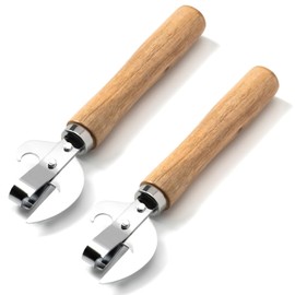 Tin Opener, Side-Cut Can Opener with Ergonomic Wood Handle, Safe Smooth Edge Can Openers for Arthritis Hands, Kitchen Tools & Gadgets, Camping, Elderly Use