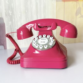 Retro Landline Home Phone,TelPal Corded Old Fashion Desk Phone, Basic Pink Decorative Analog Telephone Set, Senior Phone for Home/Office/Hotel… (Rose)