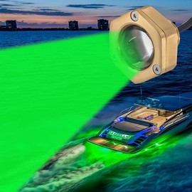 JXOFROAD IP68 Underwater 1/2" NPT Boat Drain Plug Lights with RF& APP Control for Boat Fishing Pool Yacht, Smart Cooling System Marine Trailer Lights, 120° Beam Angle, 4100LM,40W (2pcs Green)