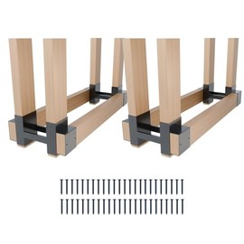 Vexotria Adjustable Outdoor Firewood Log Storage Rack Bracket Kit, Fireplace Wood Storage Holder with Screws (4Pack Black)