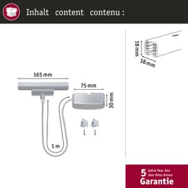Paulmann 96831 URail Cable infeed 1m max. 1000W Chrome matt Rail System