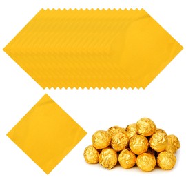 PATIKIL Foil Candy Wrappers 3x3 Inch, 100 Pcs Square Glossy Aluminium Foil Candy Wrapping Paper for DIY Chocolate Candies Packaging Decoration, Gold