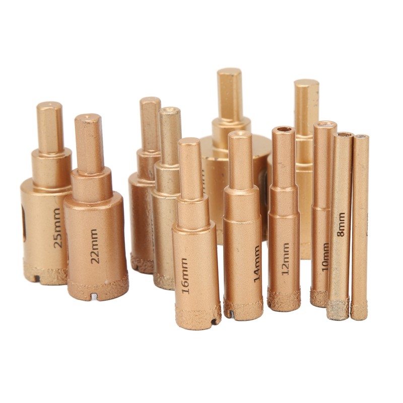 12Pcs Brazed Hole Drill Bit Hole Saw Dry Wet Cut