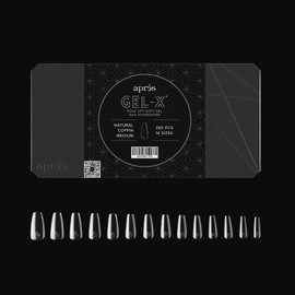 Apres Gel-X® Almond Box of Nail Tips | 280 Gel-X Tips, Soft Gel Tips, 14 Sizes 00-9 | Half-sizes Included (Natural Coffin Medium, 280 Count)