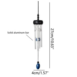 i-lan - Paquete de 4 campanillas de viento plateadas pequeñas con gotas de cerámica en blanco, campanillas de viento de jardín de metal con diferentes tubos de campana de len, sonido calmante armonía,