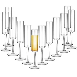Champagne Flutes Goblets Plastic Acrylic Wine Toasting Goblets Crystal Disposable Cocktail Cups Drinkware Reusable For Christmas Party Wedding Birthday Anniversary(Clear,12 Pieces)