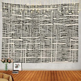 Shrahala Japanese Tapestry, Modern Abstract Leaf Leaves Pattern Wall Hanging Large Tapestry Psychedelic Tapestry Decorations Bedroom Living Room Dorm(59.1 x 82.7 Inches, Black 3)