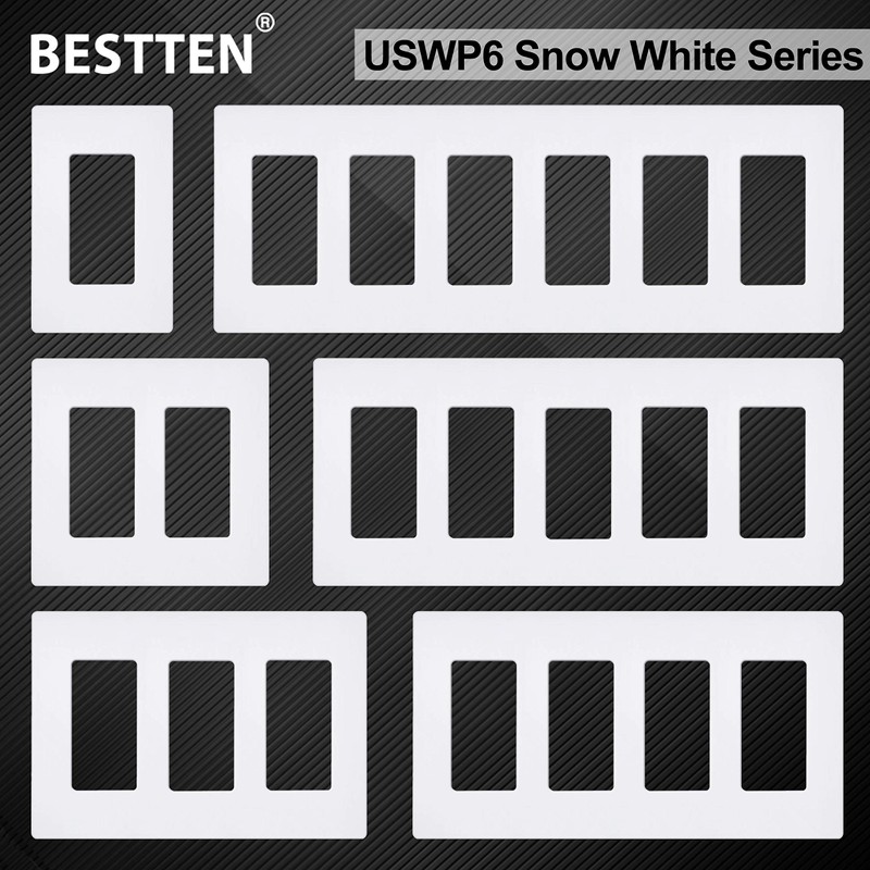 BESTTEN 5 Pack Screwless Decorator Wall Plate, 2 Gang Decorative