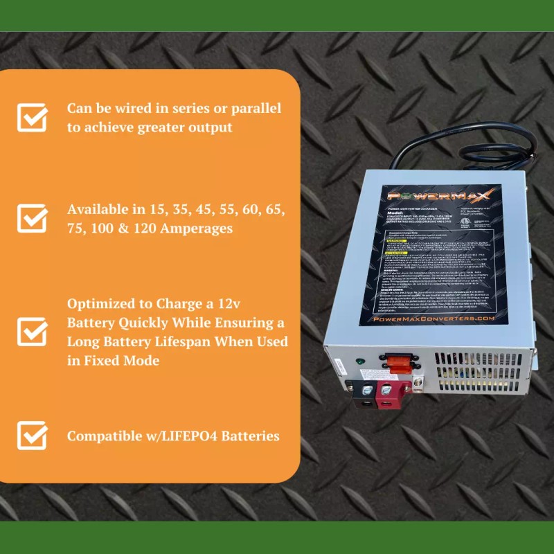 PowerMax 35 Amp RV Converter 12V Battery Charger Power Supply