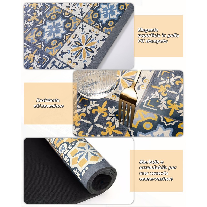 SOQKEEN Tappetino Assorbente Cucina 50x30 cm, Antiscivolo per Macchina da