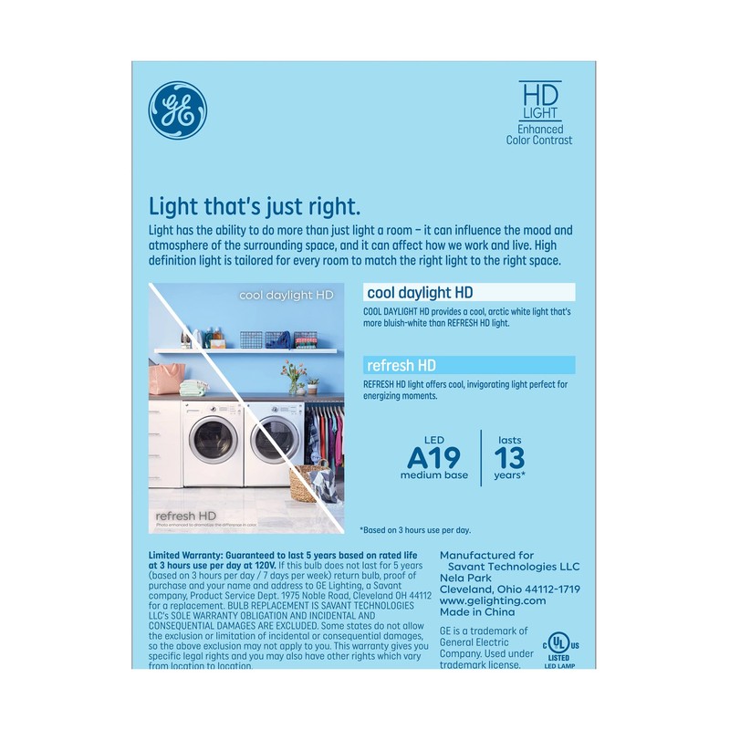 GE Refresh 60-Watt EQ A19 Daylight Dimmable LED Light Bulb