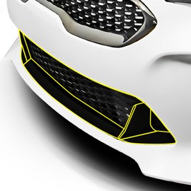 BOGAR TECH DESIGNS Front Lower Lip Chrome Delete Overlay Film Compatible with KIA Stinger 2018-2023, Gloss Black