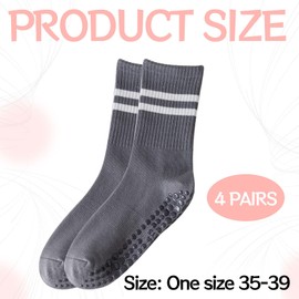 4 Pairs Grip Socks Girls Ballet Socks Yoga Socks for Women Non Slip Pilates Socks Non Slip Women for Yoga/Sports Pilates/Barre Long Non Slip Socks for Women
