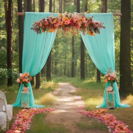 DUOBAO Chiffon Backdrop Curtain 29x120-Inch Chiffon Fabric Drapes for Wedding Sheer Curtains 2 Panels Mint Green Photography Backdrop Drapes 5Ftx10Ft Polyester Curtain Panel Backdrops for Party