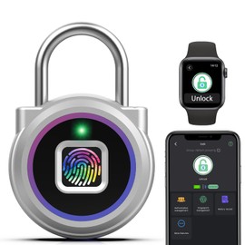 Padlock Weatherproof for Locker with Fingerprint iOSwatch App Smart Lock with Fingerprint Small for Cupboard Locker Gym Outdoor Tent Cellar Outdoor Rainbow Colour